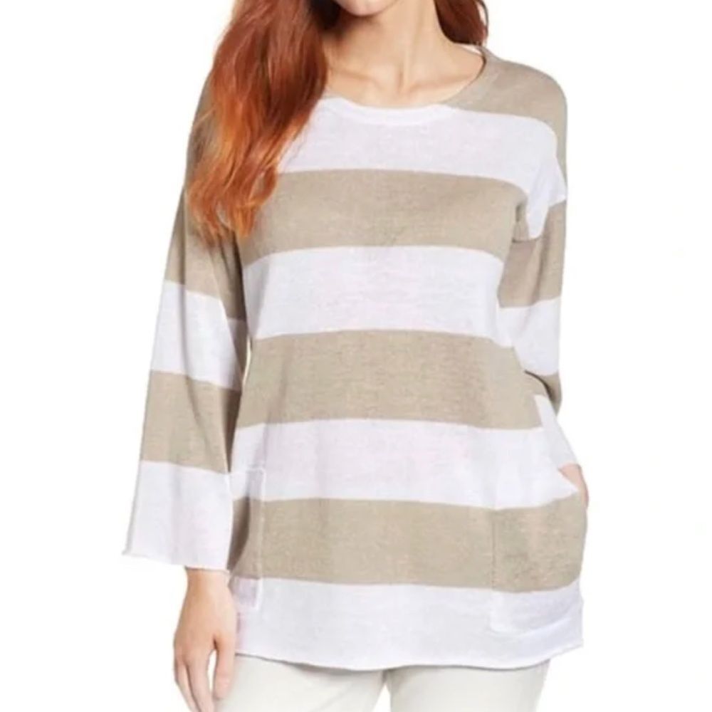 EILEEN FISHER Organic Linen Pocket Tunic Sweater